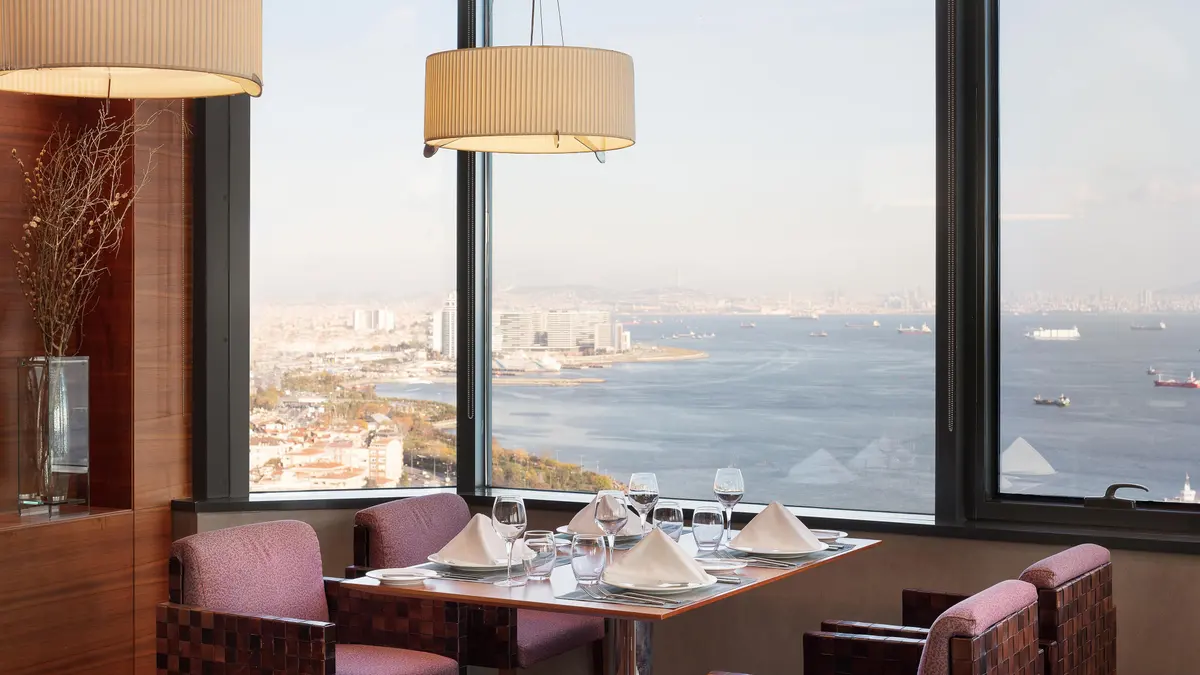 The club lounge, looking out