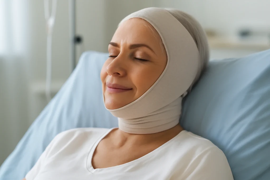 paziente in rooms di recupero dopo il lifting