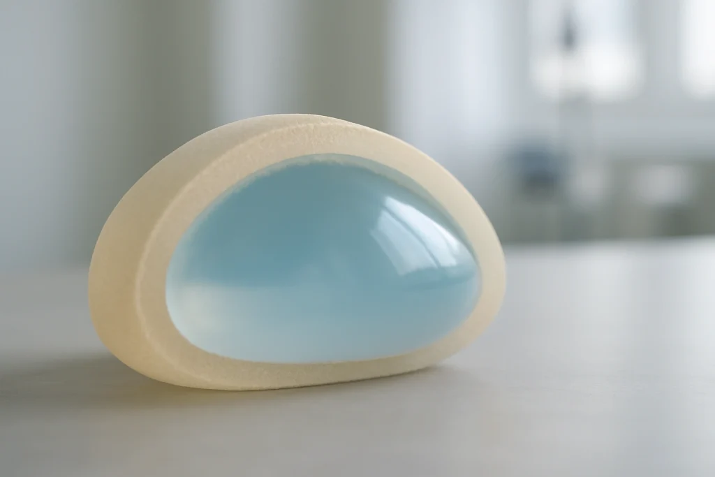 a silicone breast implant