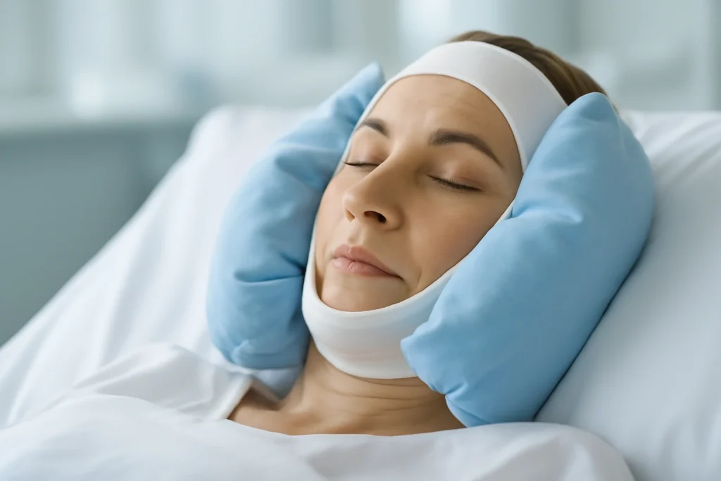 recuperare facelift cu pachete de gheață