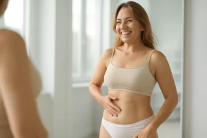 patient post liposuction smiling