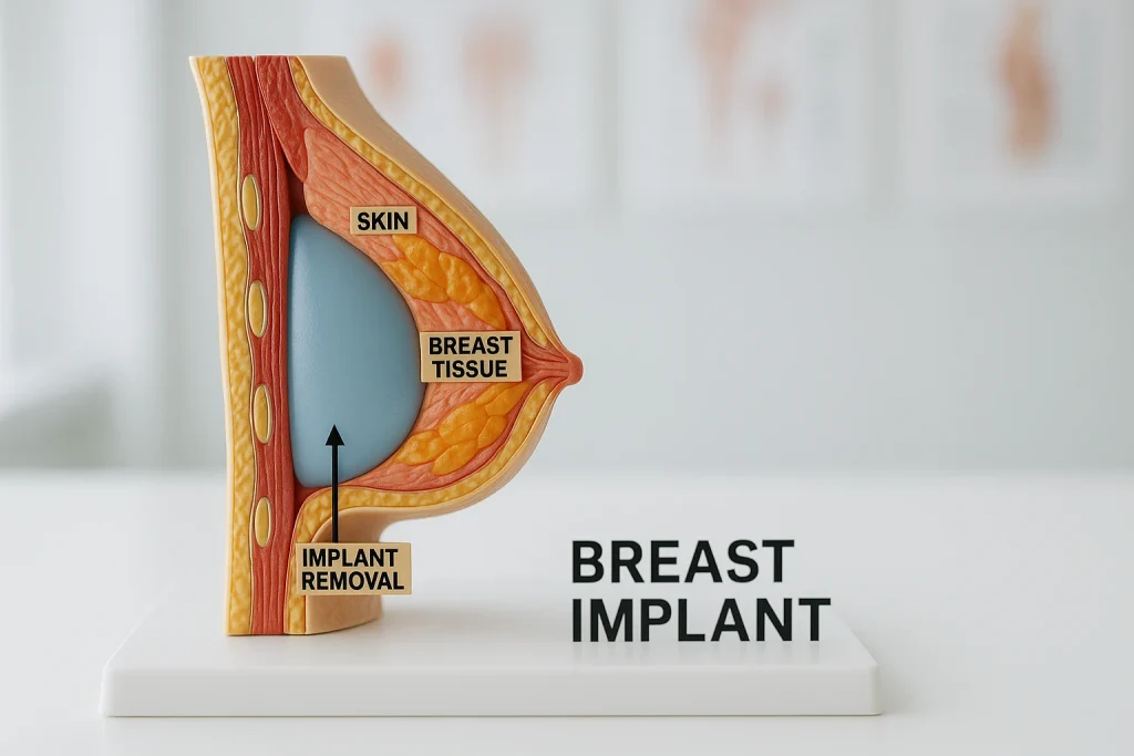 Model 3D anatomic arătând locul unde plasarea implanturilor sub piele