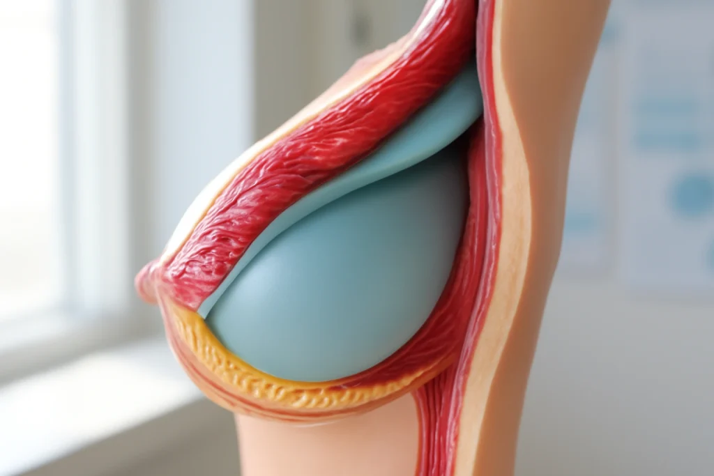 below muscle breast implants