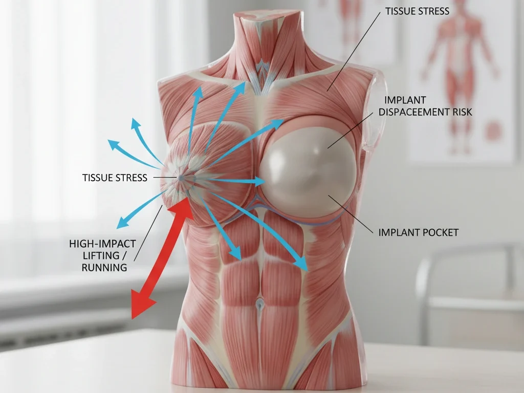 3d anatomical model breast implants movement impact labels closeup