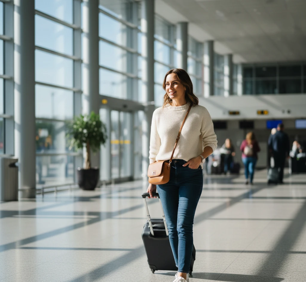 donna sicura in aeroporto
