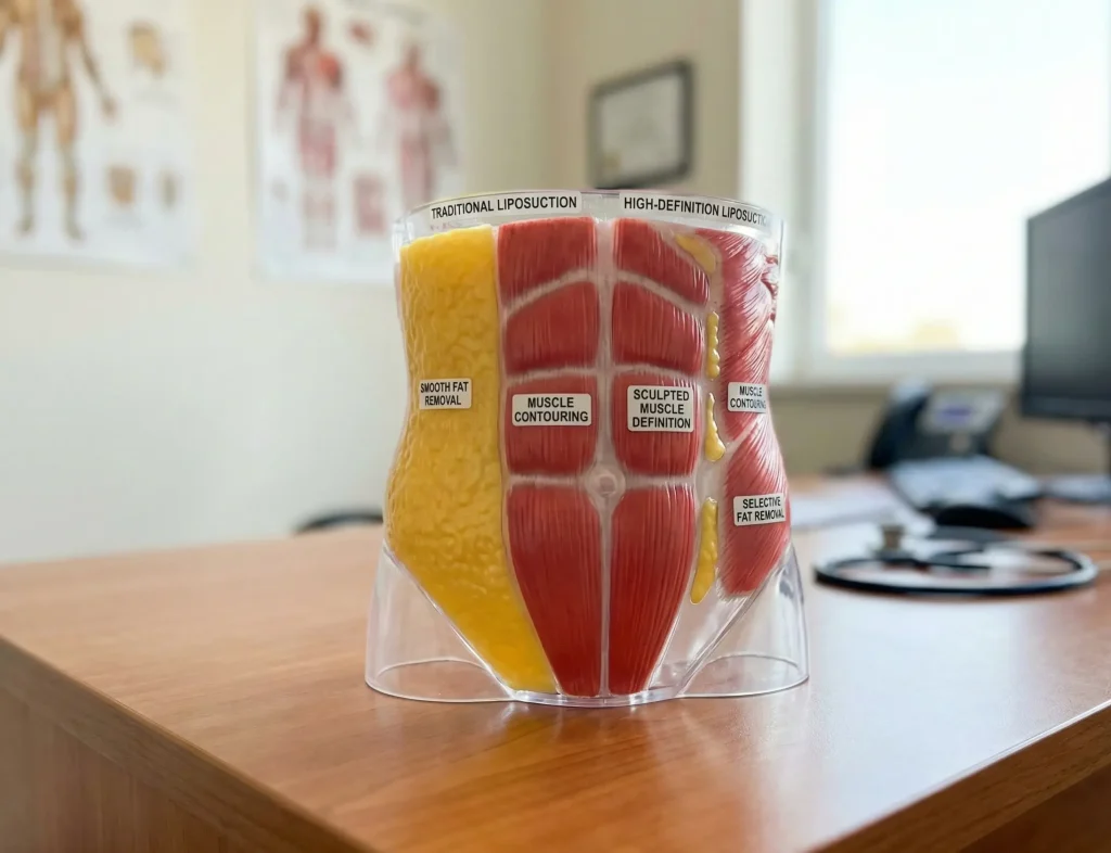 3d anatomisches Modell Liposuktion Muskeldefinition Vergleich