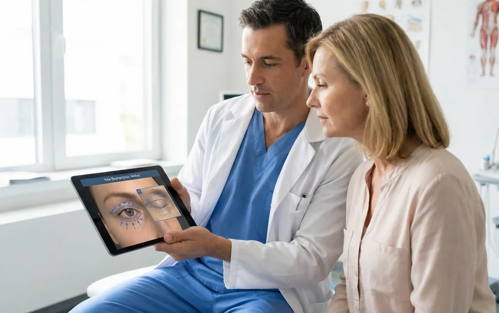 Fortschrittliche Planung der Augenlid-Chirurgie Digitales Simulations-Tablet