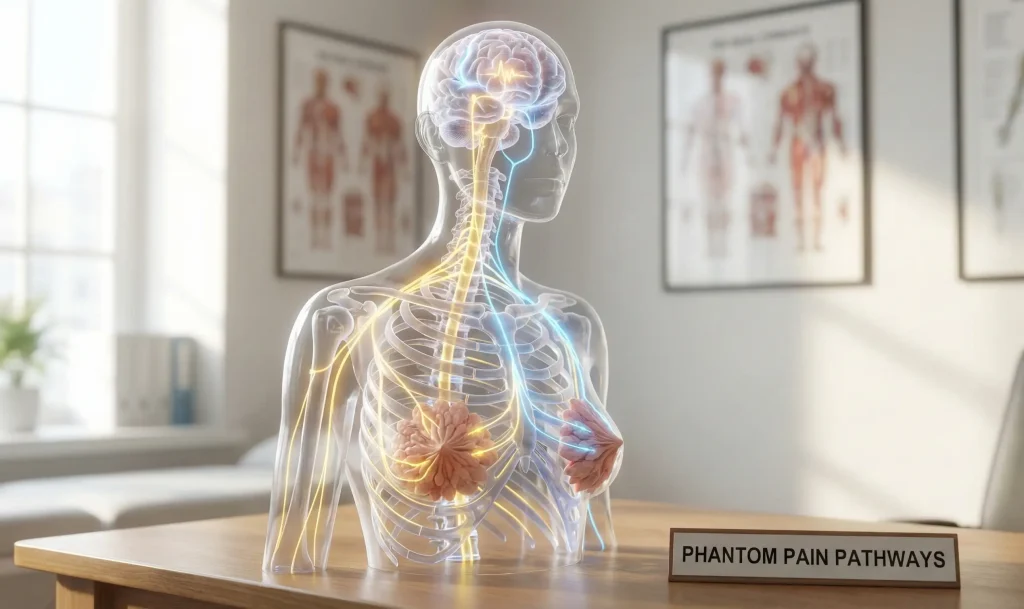 Anatomisches Brustmodell mit Nervenverläufen