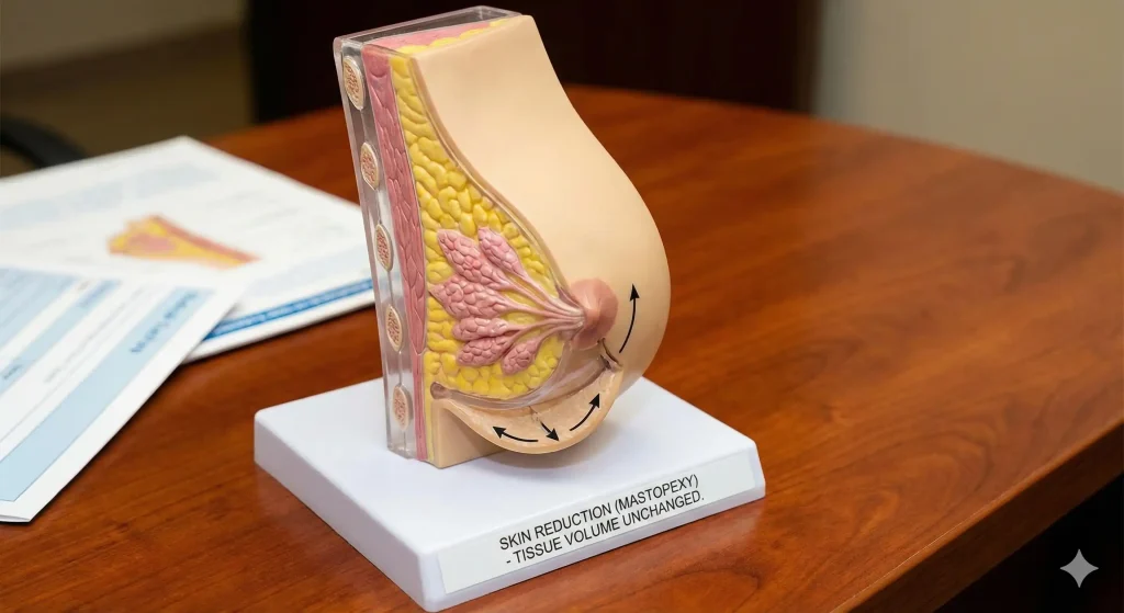 modello anatomico del seno con riduzione della pelle