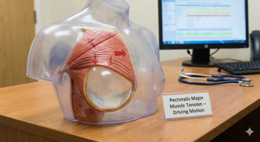 anatomical chest model pectoralis muscle tension
