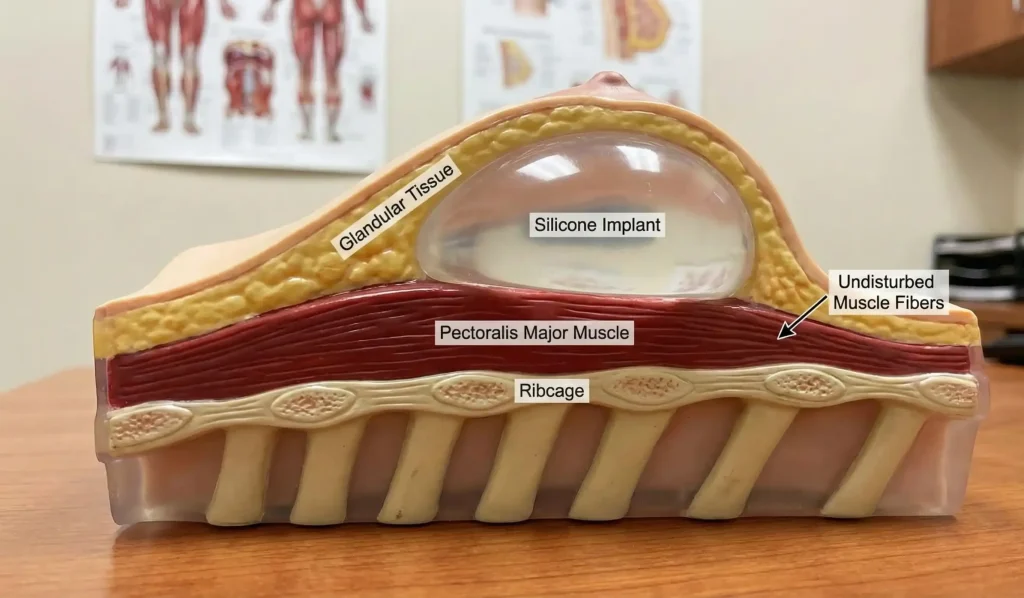 Anatomisches Modell, ungestörter Pektoralmuskel