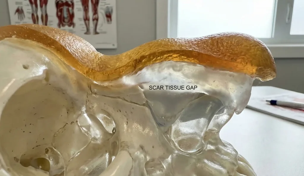 modello anatomico del naso che mostra tessuto cicatriziale deformità Pollybeak