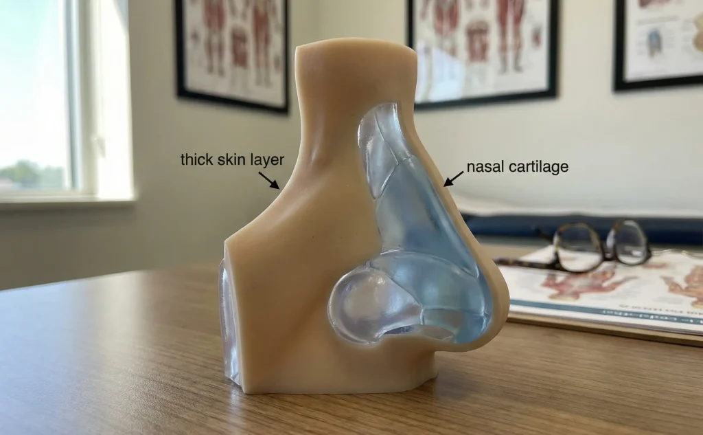 anatomical nose model thick skin vs cartilage