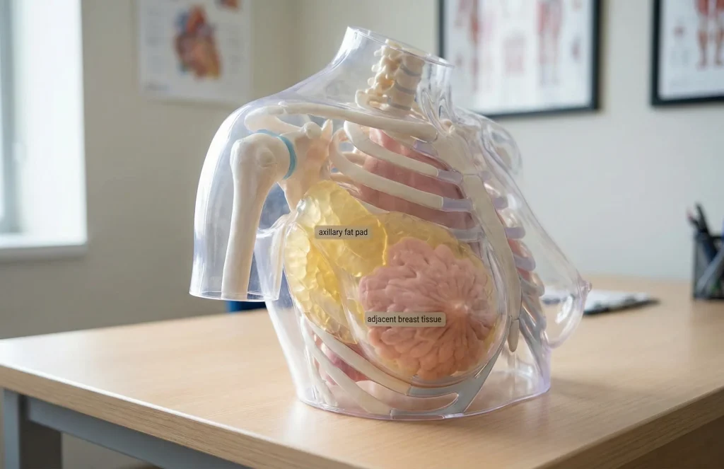 anatomia padului de grasime axilară model liposucție sub braț