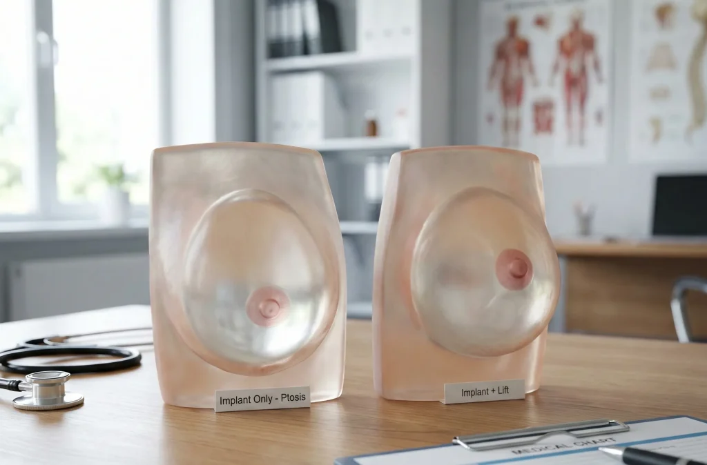 breast lift vs implant 3d comparison model