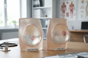 breast lift vs implant 3d comparison model