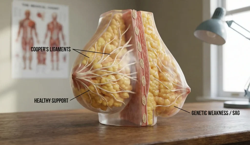 anatomia dei legamenti di Cooper che supportano il seno