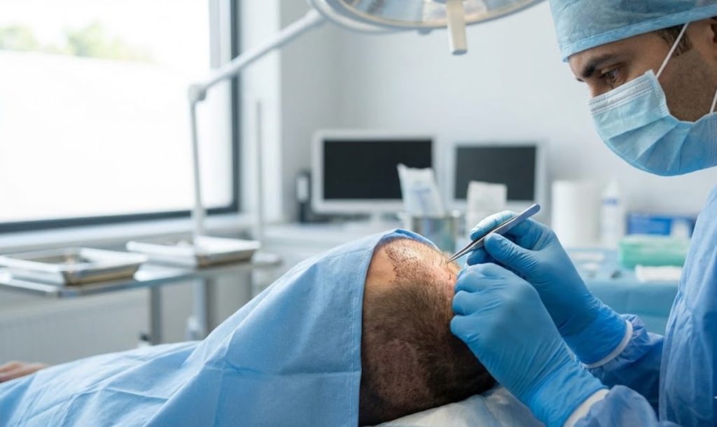 intervento di trapianto capelli vista posteriore con collocazione follicoli