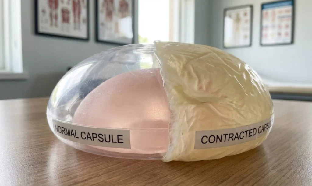 normal vs contracted capsule breast implant model