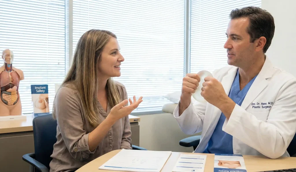 plastic surgeon demonstrating implant durability