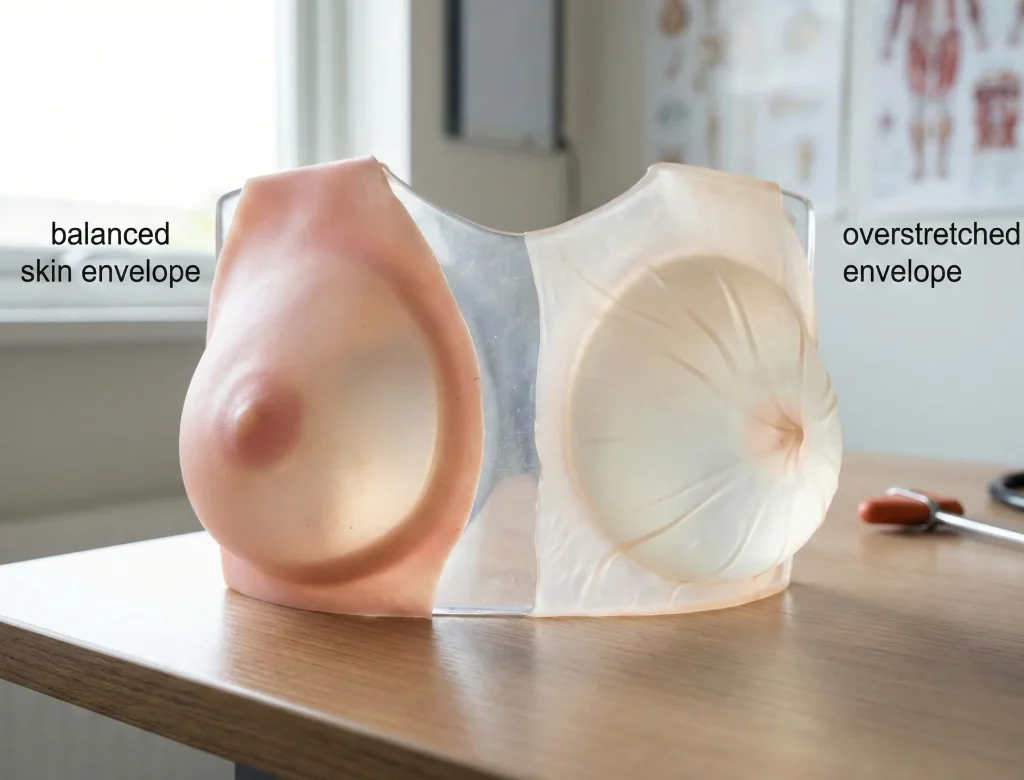 Elastizität der Haut, Einfluss der Implantatgröße, Anatomie