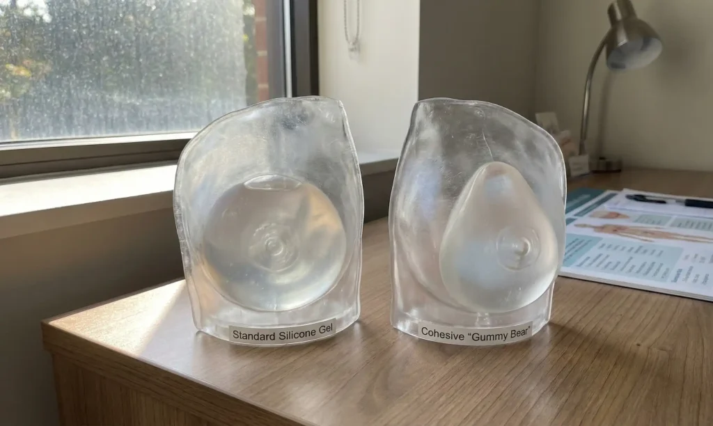 standart vs kohesiv jel implant şekil karşılaştırma 3d