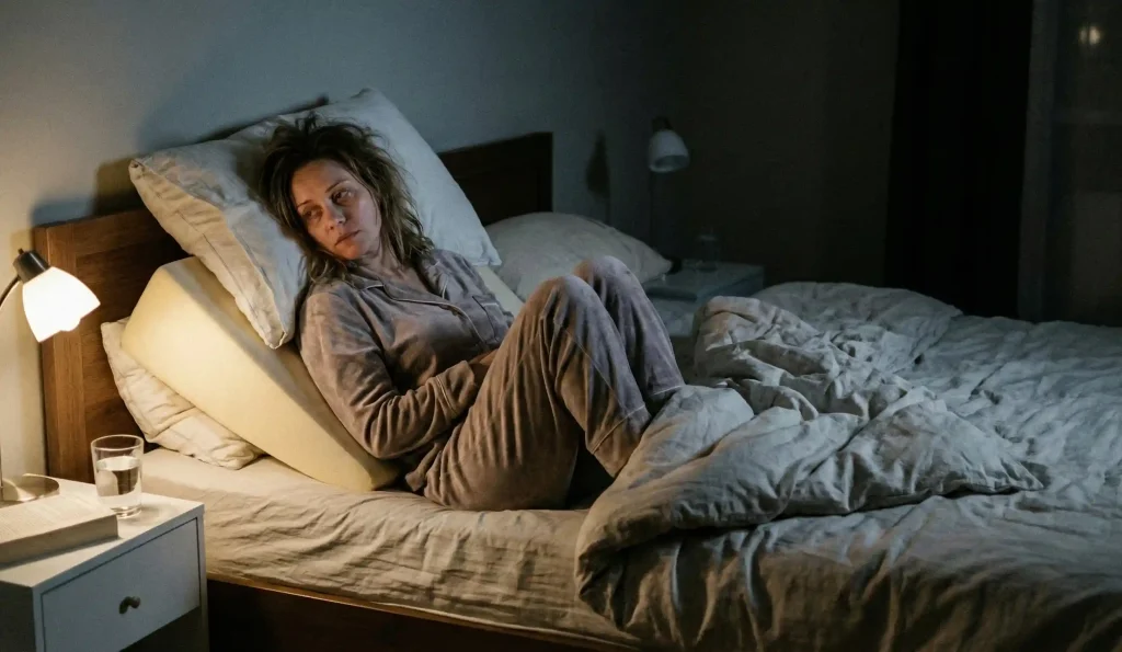 woman sleeping elevated wedge pillow fatigue