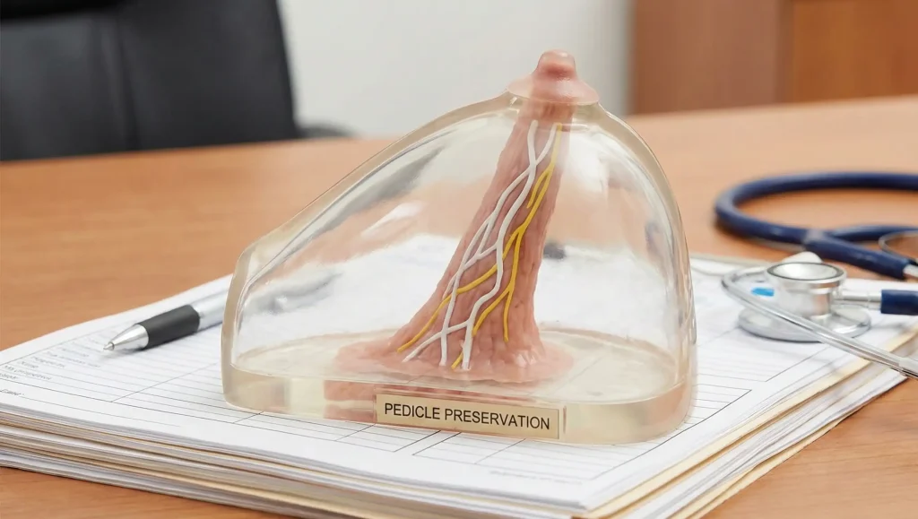 model anatómic al sânului cu păstrarea pediculului