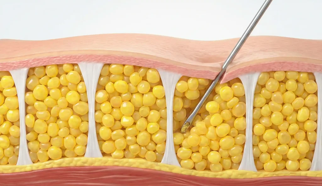 sezione anatomica della graisse dorsale con septa fibrosi