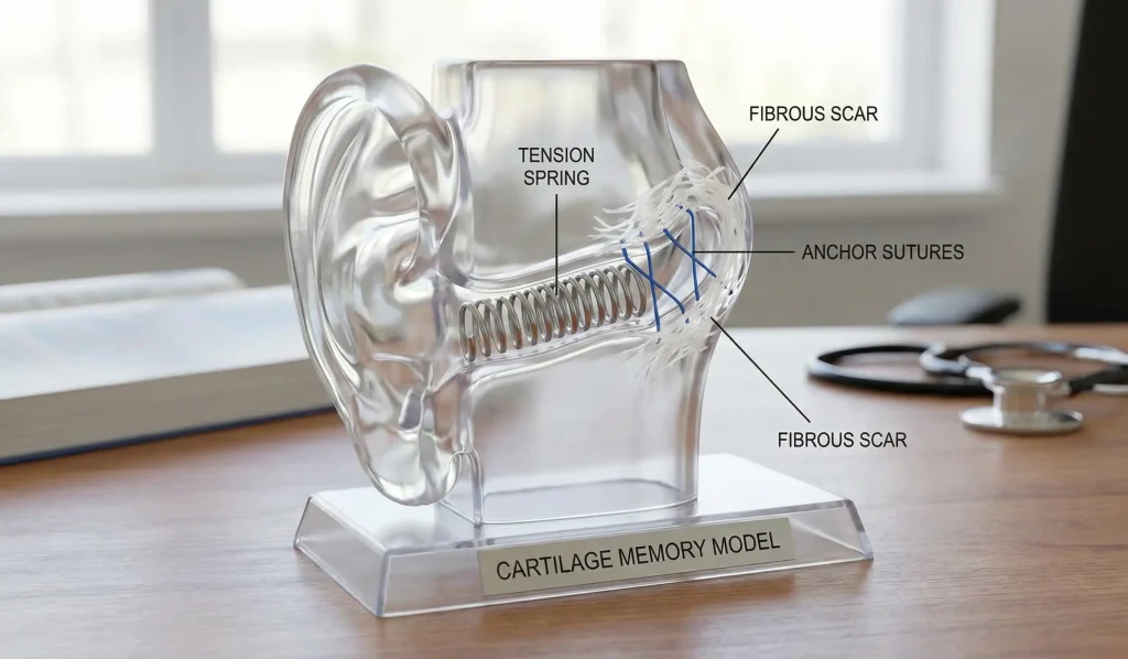 modello anatomico dell'orecchio, memoria della cartilagine