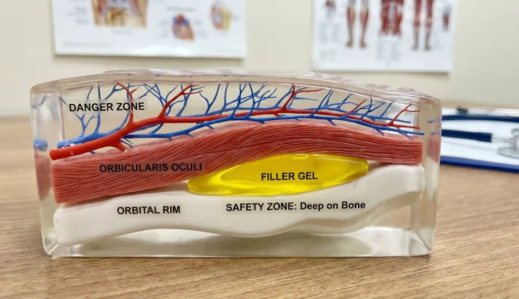 anatomisches Augenskelettmodell Sicherheitszone für Filler