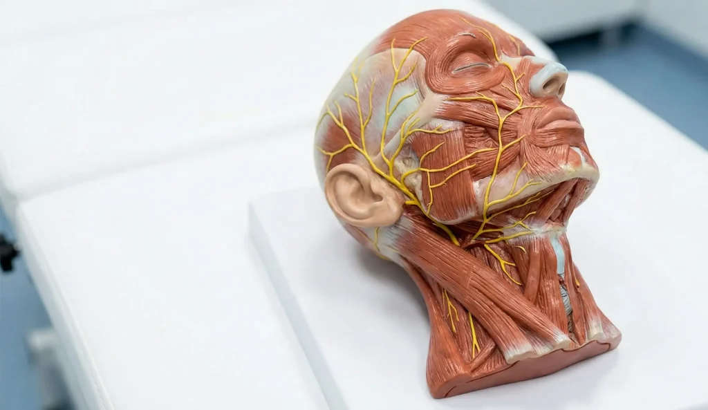 model anatomic al capului cu nervi faciali