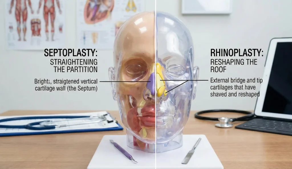 modello anatomico testa settoplastica vs rinoplastica