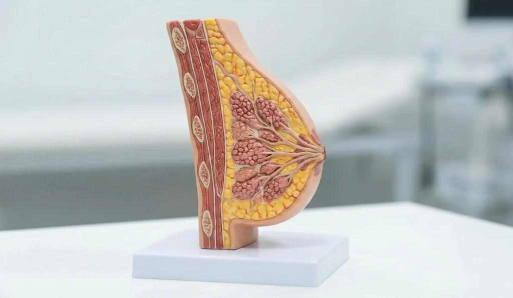modello anatomico sezione trasversale del seno femminile