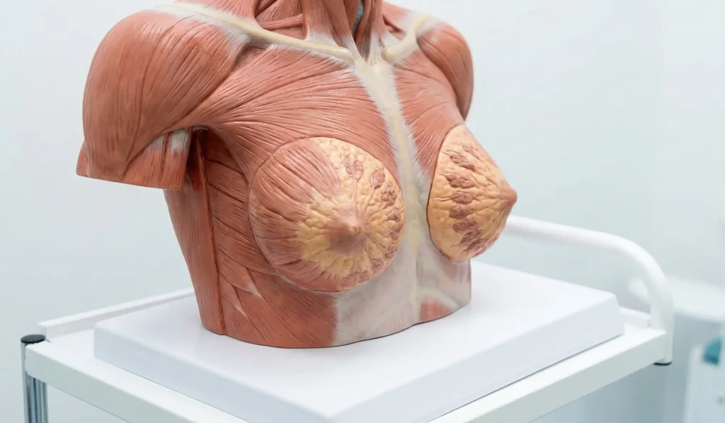 kadın göğüs kasları ve bezler anatomi modeli