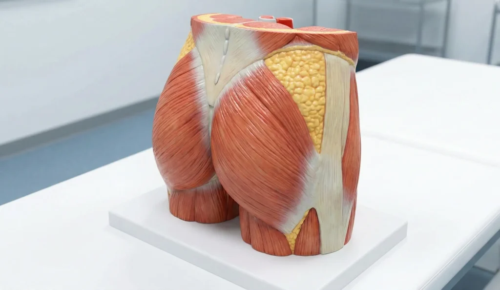 Anatomisches Modell der Gesäßmuskeln und Fett