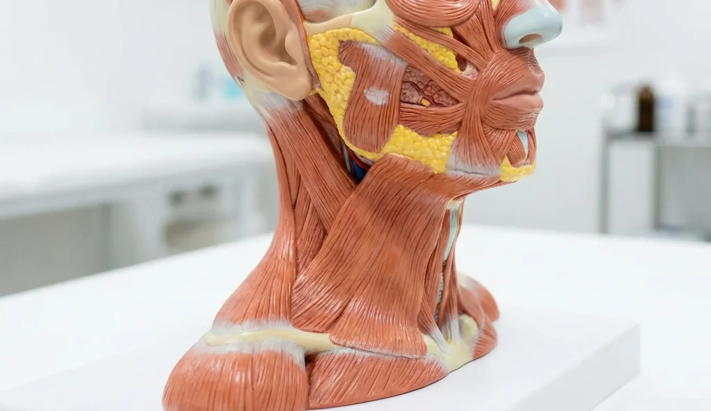 modello anatomico dei muscoli del collo e dello strato SMAS