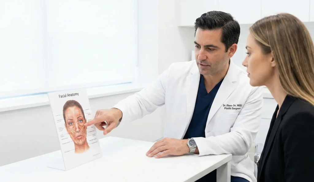 medic explicând nervii faciali pacientului