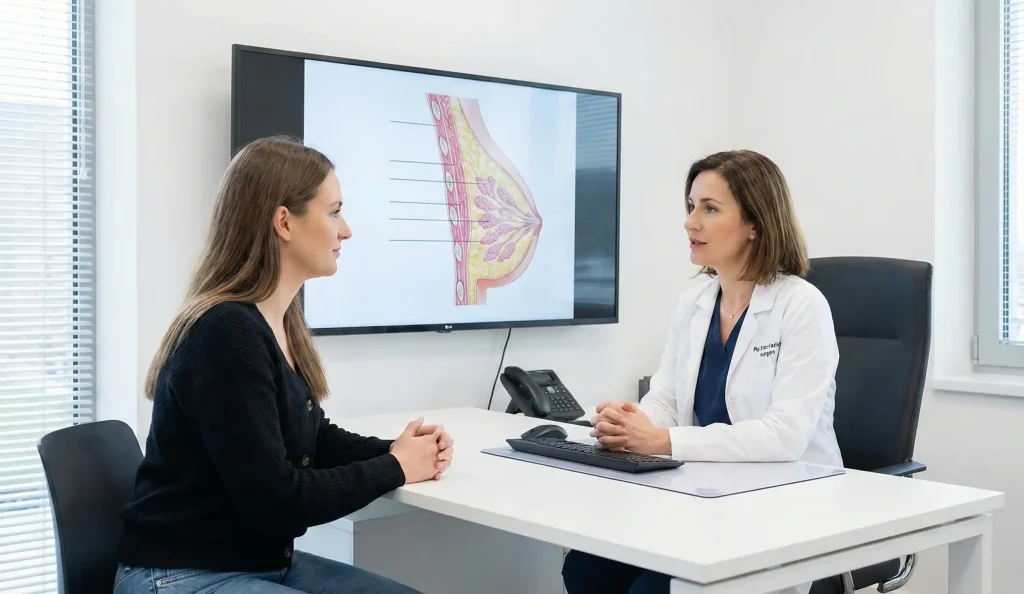 consultatie medic-pacient, anatomie sân