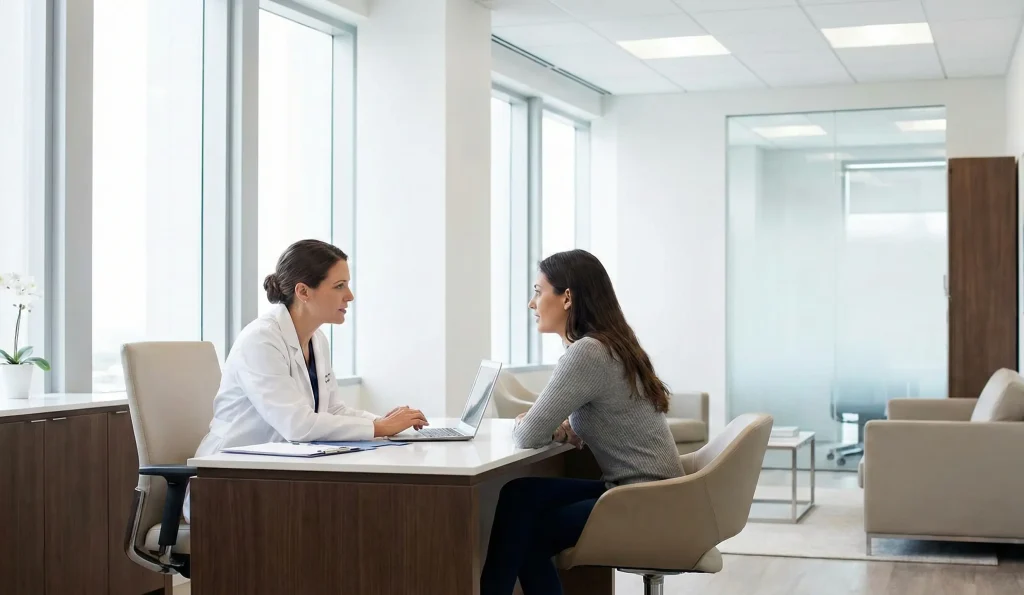 Arzt-Patientenberatung in moderner Klinik