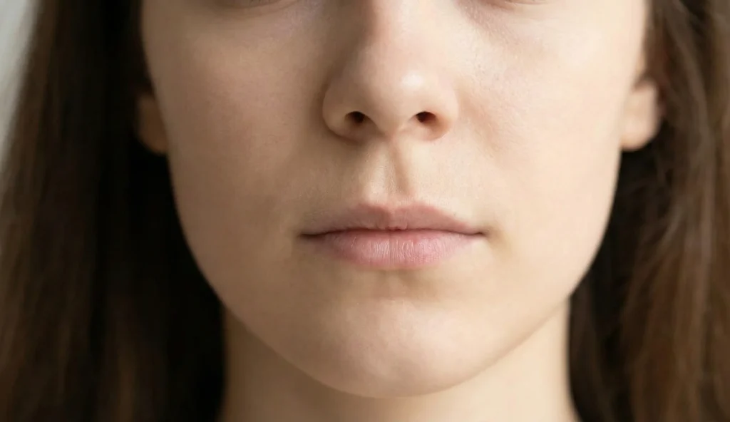 philtrum lung și buza superioară subțire înainte de ridicarea subnazală