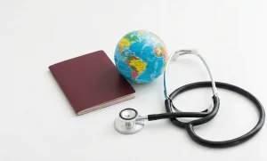 passport stethoscope globe medical travel