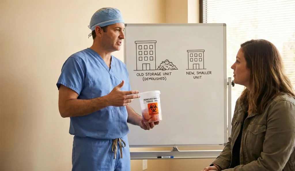 surgeon explaining tissue removal storage unit analogy