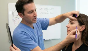 surgeon marking lateral cheek lift vector