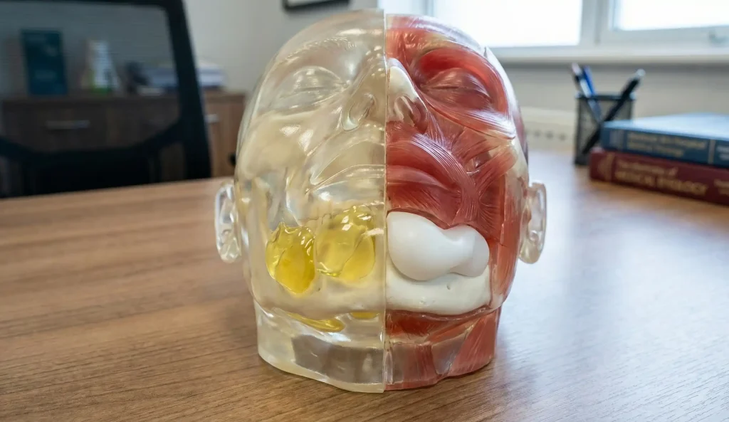 şeffaf anatomik model çene dolgusu jeli vs katı implant
