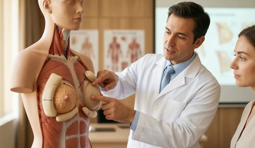 anatomisches Brustimplantatmodell, Erklärung durch den Arzt