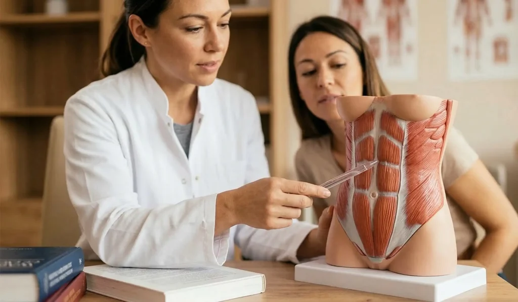 anatomisches Modell weibliche Bauchmuskulatur Erklärung