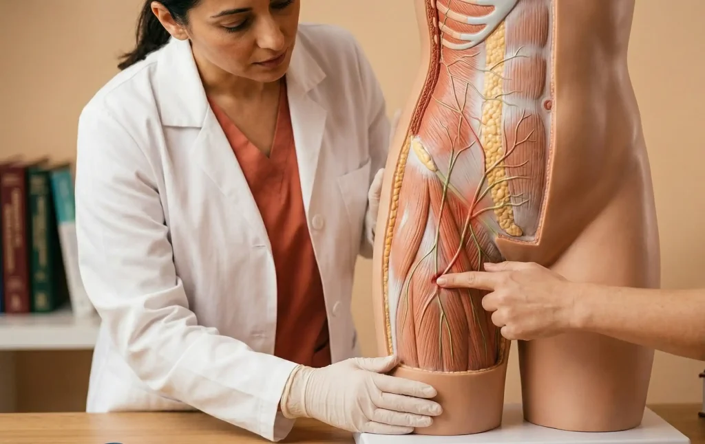 Anatomisches Modell des Nervensystem nach Liposuktion