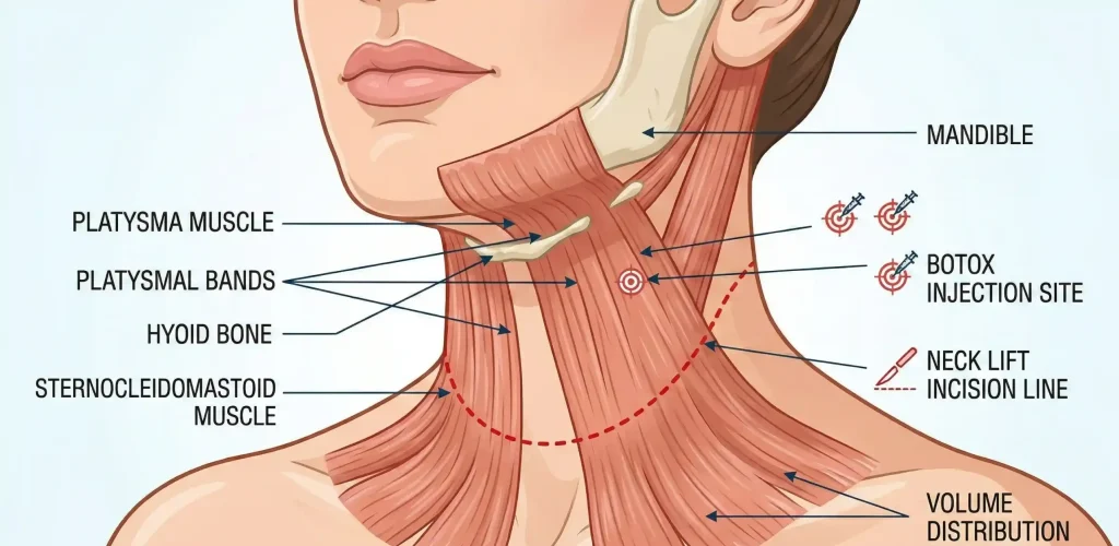 trattamenti dei bande muscolari del platysma anatomico