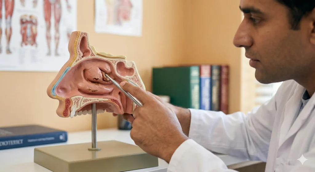 verstopfte Nase nach Rhinoplastik anatomisches Modell